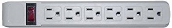 C&E CNE75952 10-Feet Surge Protector Flat Rotating Plug 6 Outlet Horizontal Outlets Plastic Power Cord, Gray