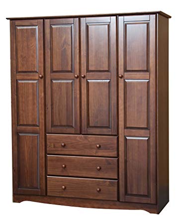 Palace Imports 100% Solid Wood Family Wardrobe/Armoire/Closet 5963, Mocha, 60" W x 72" H x 21" D. 3 Clothing Rods Included. NO Shelves Included. Optional Small and Large Shelves Sold Separately.
