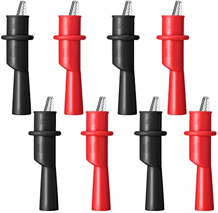 8 Pieces Silicone Alligator Clips Set 1000V 10A Alligator Crocodile Clip Test Clamps Banana Test Lead Probe Clip for Laboratory Electric Testing Work and Cable Lead Clip