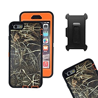 iPhone 6s Plus Case, Harsel® Defender Series Heavy Duty Tree Camo High Impact Tough Hybrid Military w/ Belt Clip Built-in Screen Protector Case Cover for iPhone 6s Plus / iPhone 6 Plus - Straw Orange