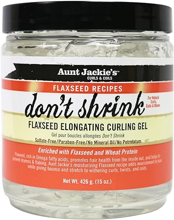 Aunt Jackies Don't Shrink Flaxseed Elongating Curling Gel, 15 Oz by Aunt Jackies