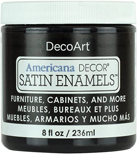 DecoArt Americana Decor Satin Enamels Acrylic Paint for Furniture, Cabinets and More, Classic Black