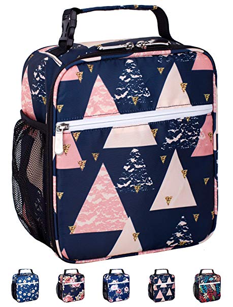 Leakproof Insulated Reusable Cooler Lunch Bag - Durable Compact Office Work School Lunch Box with Multi-Pockets & Detachable Buckle Handle for Women,Men and Kids-Triangle