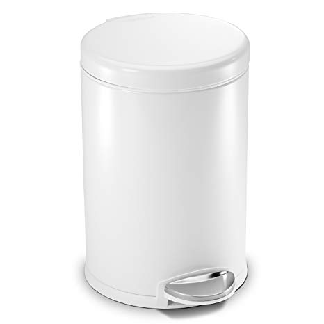 simplehuman Round Step Trash Can, White 4.5 L / 1.2-Gallon