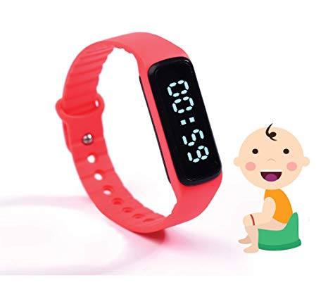 The Brand New Designed Potty Training Bracelet (RED) with Water Resistance Function and Small Sized Watchband - Made with 100% Non-Toxic, BPA/Latex Free Silicone Rubber