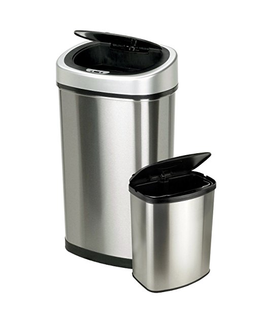 Ninestars Touchless Automatic Motion Sensor Trash Can, Set Of 2, Stainless Steel