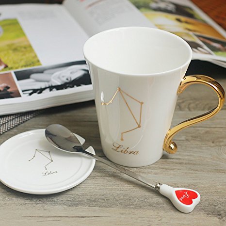 Coffee Mug - 10 OZ Libra Constellation Coffee Cup Thematic Tea Cup - Ceramic Mug with Gift Box