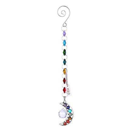 H&D Half-Moon Chakra Suncatcher Crystal Prisms Handmade Pendulum Pendants 20mm