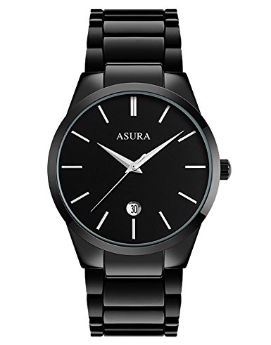 Mens Stainless Steel Watches Men Luxury 30M Waterproof Analog Calendar Business Wrist Watch Black Dial