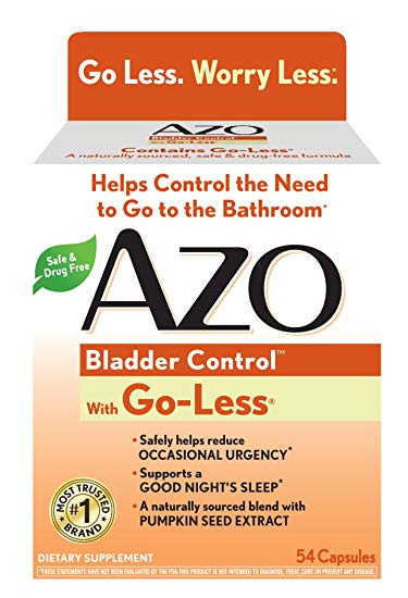 AZO Bladder Control with Go-Less Daily Supplement | Helps Reduce Occasional Urgency* | Helps Reduce Occasional Leakage Due to Laughing, Sneezing and Exercise††† | 54 Capsules