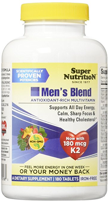 SuperNutrition Men's Blend Iron-Free Multivitamin Tablet, 180 Count