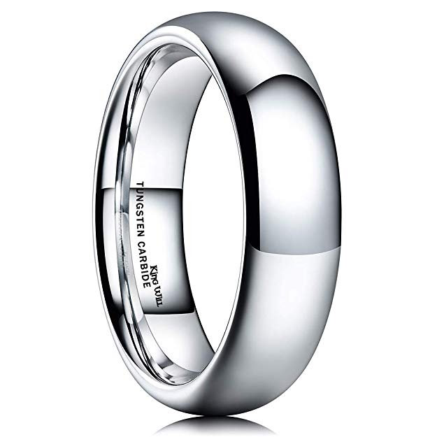 King Will BASIC Men's 6mm High Polished Comfort Fit Domed Tungsten Carbide Ring Wedding Band