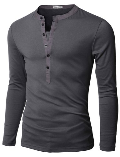 Doublju Mens Henley T-shirts with Long Sleeve