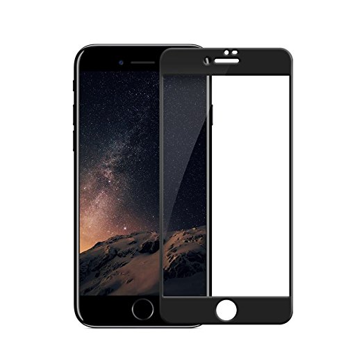 2017 Newest Tempered Glass Screen Protector for iPhone 8/7 with 3D 0.33mm 9H, Screen Protector iPhone8, iPhone7 with Twice Tempered, Edge to Edge, No Bubble, Anti-scratch, Anti-explosion(Black)