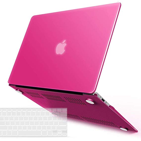 iBenzer MacBook Air 13 Inch Case, Soft Touch Hard Case Shell Cover with Keyboard Cover for Apple MacBook Air 13 A1369 1466 NO Touch ID,Hot Pink,MMA13JPK 1