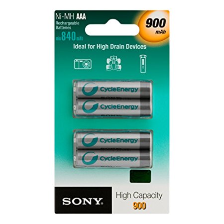 Sony Rechargeable AAA 4Pcs 900 mah Battery 2 x AAA-B2GN