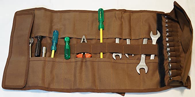 Bull Tools Roll 23 Pocket 100% Dyed 15 Oz. Cotton Duck Canvas (Cinnamon Brown)