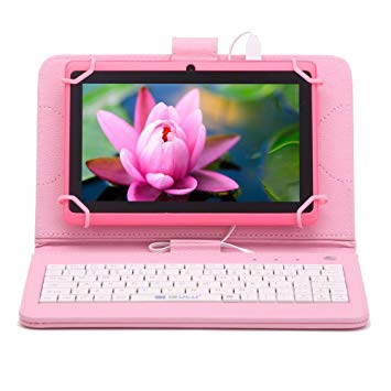 iRULU eXpro X1 7 Inch Quad Core Google Android 4.4 Tablet PC, 1024x600 Resolution, Wi-Fi, Games, Dual Cameras, 16GB Storage with keyboard - Pink Tablet