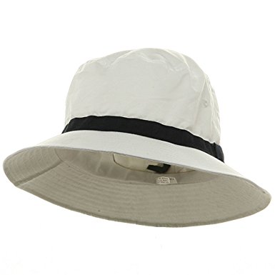 Oversized Water Repellent Brushed Golf Hat - White Navy (For Big Head)
