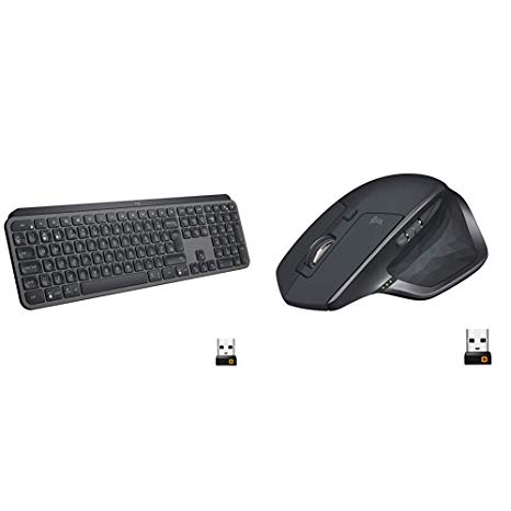 Logitech MX Keys Advanced Wireless Illuminated Keyboard - Graphite & MX Master 2S Wireless Mouse (Bluetooth or USB), Graphite