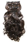 PRETTYSHOP Clip In Hair Extensions 24 120g Set 7pcs Full Head Hairpiece Curled Wavy Heat-Resisting dark brown chocolate 6 CE10-1