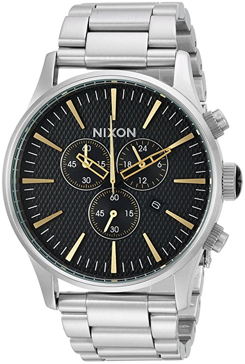 Nixon Men's 'Sentry Chrono' Quartz Stainless Steel Casual Watch, Color:Silver-Toned (Model: A3862730)