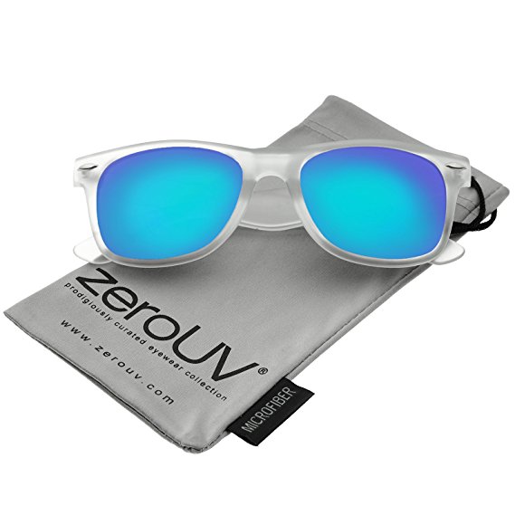 zeroUV - Matte Frosted Frame Reflective Colored Mirror Lens Horn Rimmed Sunglasses 54mm