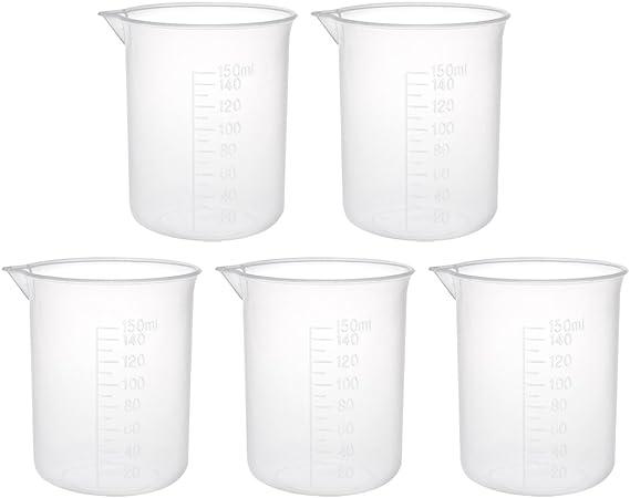 uxcell 5pcs Measuring Cup Labs PP Graduated Beakers 150ml