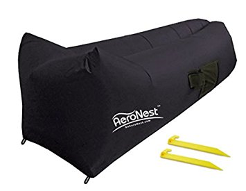 Portable Inflatable Air Lounger with Pockets Headrest and Ground Stakes By AeroNest