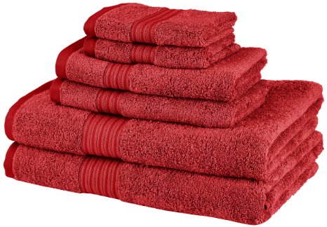 Pinzon 6-Piece Two-Tone Towel Set - Red