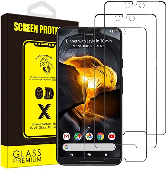 Yoyamo Google Pixel 3 XL Screen Protector, [3Pack] X093 3D Tempered Glass Screen Coverage [9H Hardness][HD][Case Friendly][Anti-Fingerprint] Screen Protector for Google Pixel 3 XL