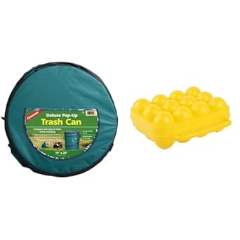 Coghlan's Deluxe 29.5 Gallon 600D Polyester Pop-Up Camping Trash Can and 12 Egg Holder Bundle