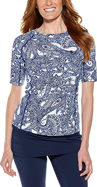 Coolibar UPF 50  Women's Short Sleeve Hightide Swim Shirt - Sun Protective