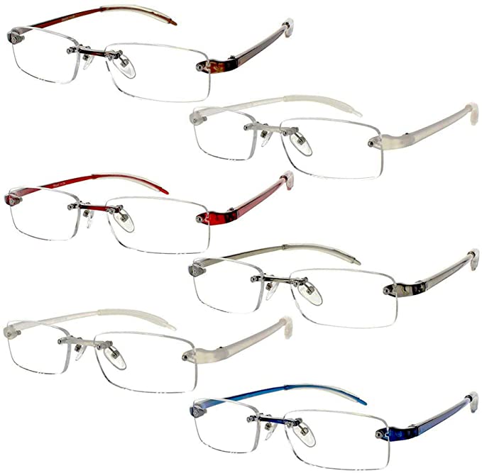 Lightweight Reading Glasses 2.50 Frameless Readers with Flexible Arms for Men and Women [2.50, 6 Pack]