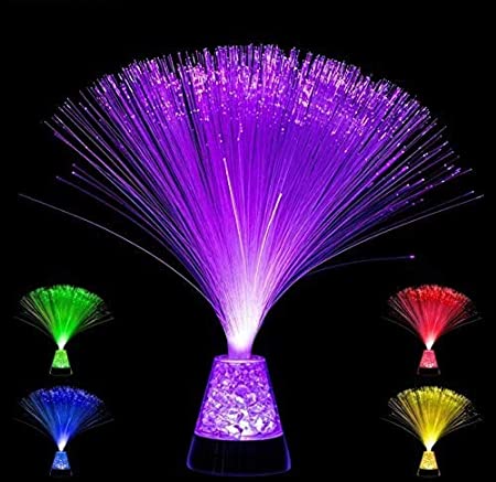 Playlearn Fiber Optic Lamp Color Changing Crystal Base - USB/Battery Powered - 13 Inch - Fiber Optic Centerpiece Sensory Light