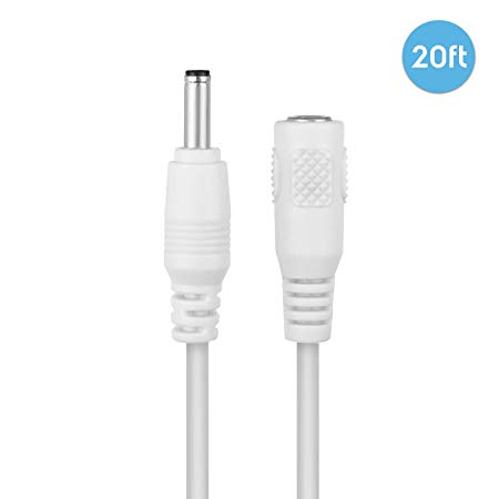 Amcrest Extension Cable IPM-721B/W/S, IP2M-841B/W/S, IP2M-841EB/W, IP3M-941B/W, IPM-721ES, IPM-HX1B/W, IP3M-HX2B/W & IP4M-1051B/W. Power AC Adapter 20FT White (20FTEXTW-5V)