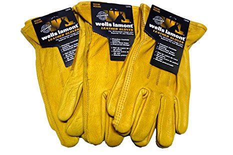 Wells Lemont Premium Leather Work Gloves 3pk (medium)