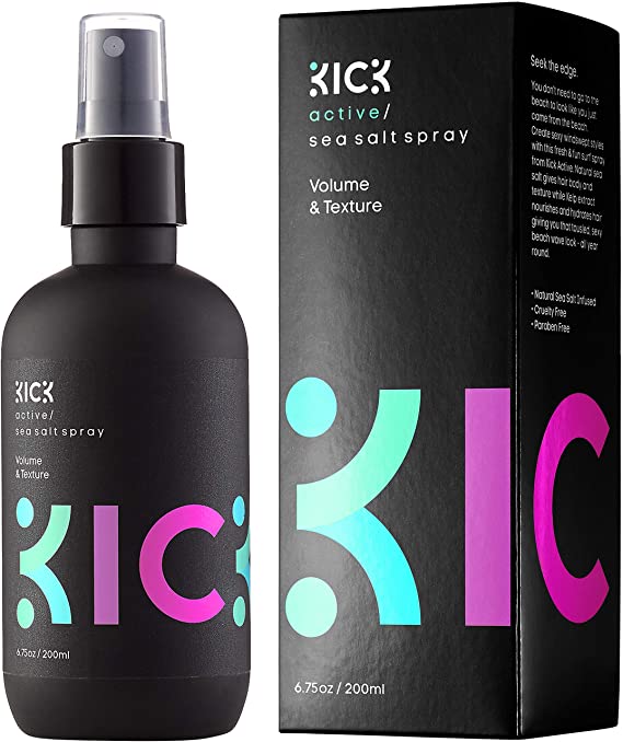 KICK Sea Salt Spray for Hair - Natural Texturizing Spray for Gorgeous Beachy Waves All Day Long - 6.75Oz / 200ml