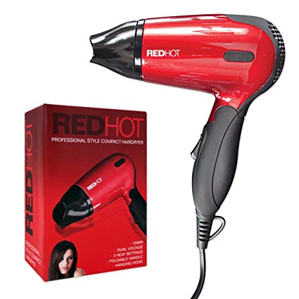 Red Hot Benross Compact 1200W Travel Hair Dryer with Folding Handle