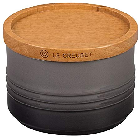 Le Creuset PG1515-107F Stoneware Canister With Wooden Lid, 12 oz, Oyster