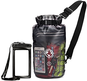 Earth Pak Dry Bag and Waterproof Phone Case - 10L / 20L - Transparent So You Can See Your Gear - Keep Your Stuff Safe and Secure While Kayaking, Camping, Boating, Fishing, Hunting