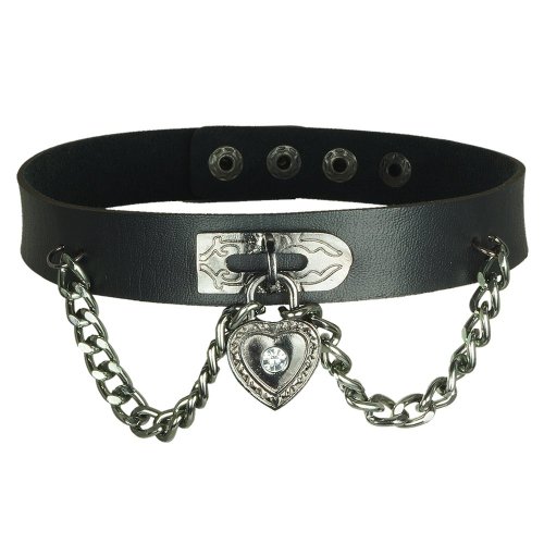 VO Choker Necklaces – Black 90s Gothic Collar Heart Lock Chain – Exact Fit