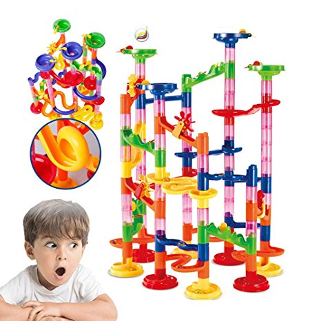 WTOR Marble Run Coaster Railway Toy Marble Adventure New Challenge Game 105 Pieces Marbles Race Game Learning Railway Construction Maze Toy Game Construction Learning Toys for Kids Children Students,DIY Intellectual Building Toy for Educational and Creative Imagination Development