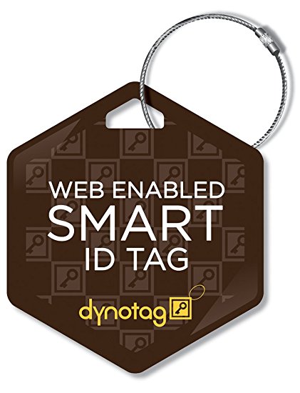 Dynotag Web/GPS Enabled QR Smart Deluxe Steel Luggage Tag & Steel Loop - Hexagon