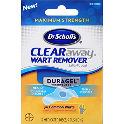 Dr Scholl's Duragel Clearaway Wart Remover,12 Medicated Discs,9 Cushions(pack of 2)Total 24 discs and 18 cushions