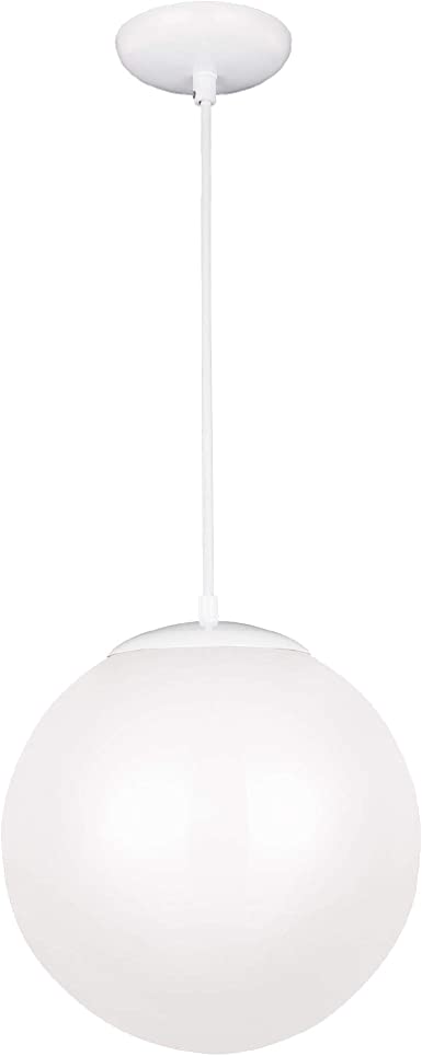 Sea Gull Lighting 6018-15 Leo - Hanging Globe One-Light Pendant Hanging Modern Light Fixture, White Finish