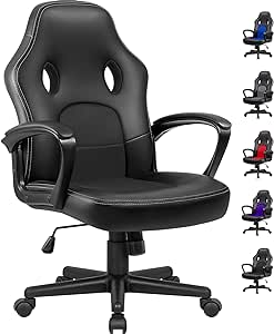 Homall Gaming Chair, Computer Chair with Lumbar Support, Breathable High Back Office Comfy Chiar Height Adjustable Reclining Chair, PU Leather Gamer Chair, Study Work (Black)