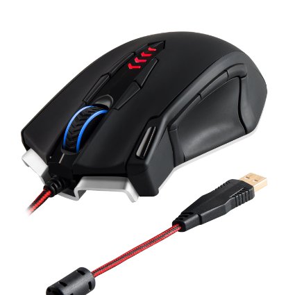 TeckNet HYPERBOLT Programmable Laser Gaming Mouse with 16400 DPI 13 Programmable Button Weight Tuning Cartridge Omron Micro Switches