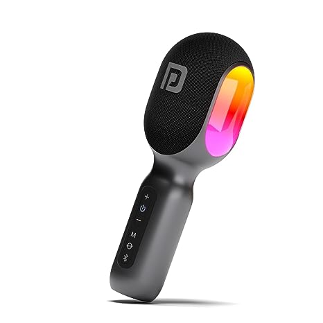 Portronics Dash 2 Wireless Bluetooth Karaoke Mic with 10W Speaker,Upto 10 Hour Playtime, Dynamic RGB Lights, Music Recording, Duet Singing, Mini Karaoke Machine for Car Travel, Fast Charging