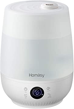 Homasy Top Filling Humidifiers for Bedroom, Office and Home, Ultrasonic Cool Mist Humidifier with Customized Humidity & Timer, Touch Control Design and LED Display, Auto Shut Off